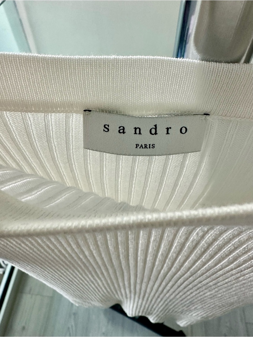 SANDRO ribbed square neck top Small - Picture 7 of 7